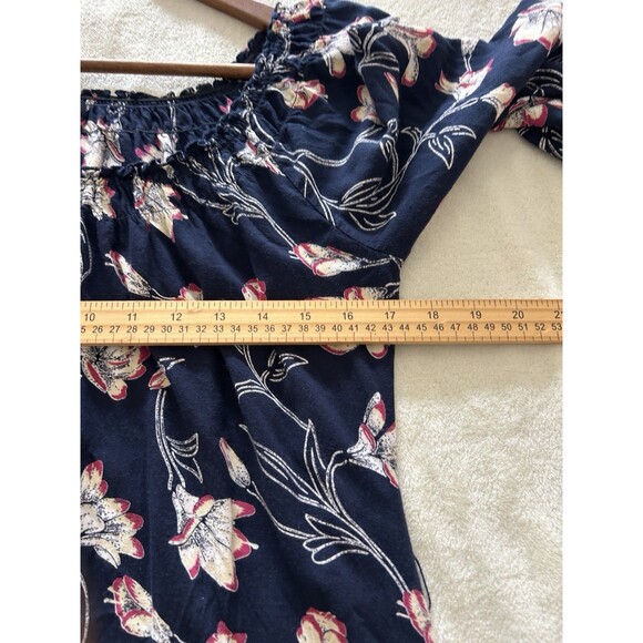 Lucky Brand Womens Dress Small Button Navy Floral Vine Sofi Smocked Boho - Picture 9 of 9